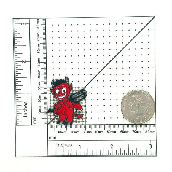 ⭐Hell Devil Imp Enamel Pins Red Fire Head Vampire Badge Brooch Diablito Rojo New - Picture 5 of 5